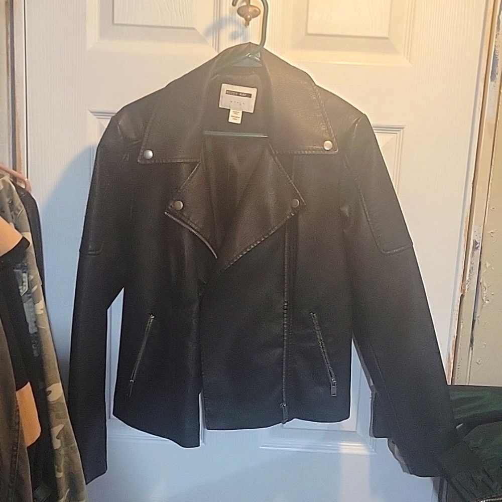 Faux leather bomber